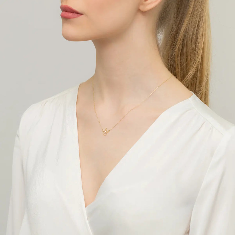 Gold Necklace with Diamond Angel