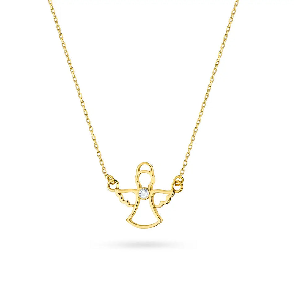 Gold Necklace with Diamond Angel