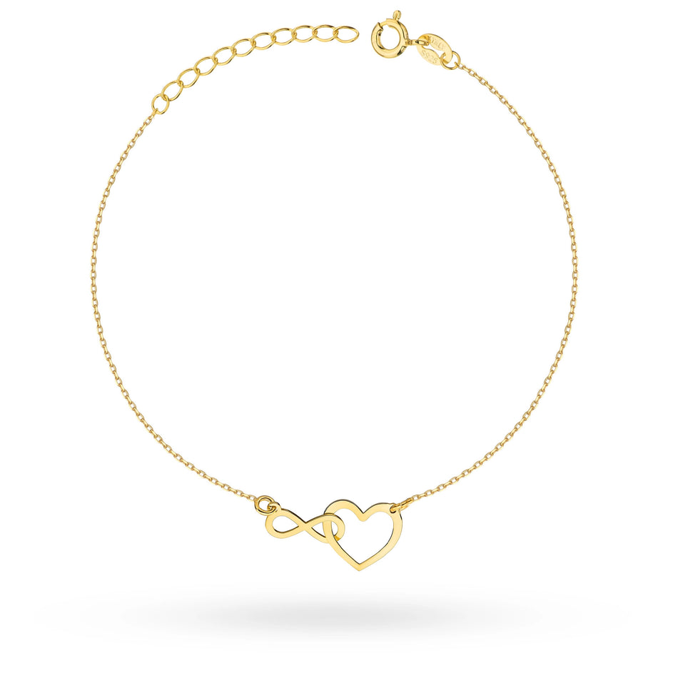 Súprava pozlátený náhrdelník a náramok — prepletené srdce a nekonečno