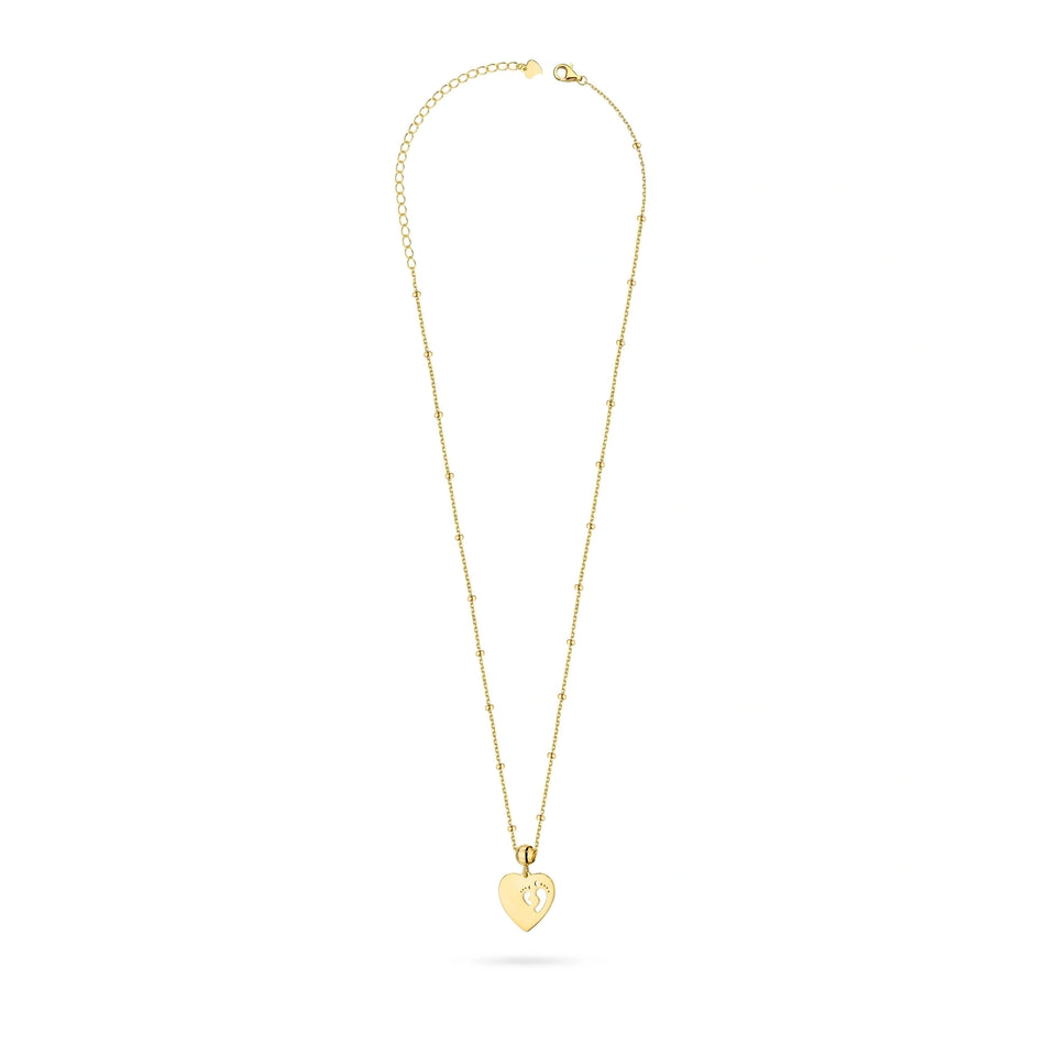 Súprava pozlátený náhrdelník a náramok — srdce s detskými nožičkami, gravírované (pre mamu)
