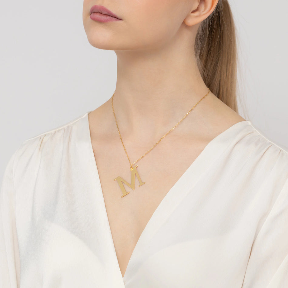 Gold-plated Silver Necklace Letter M