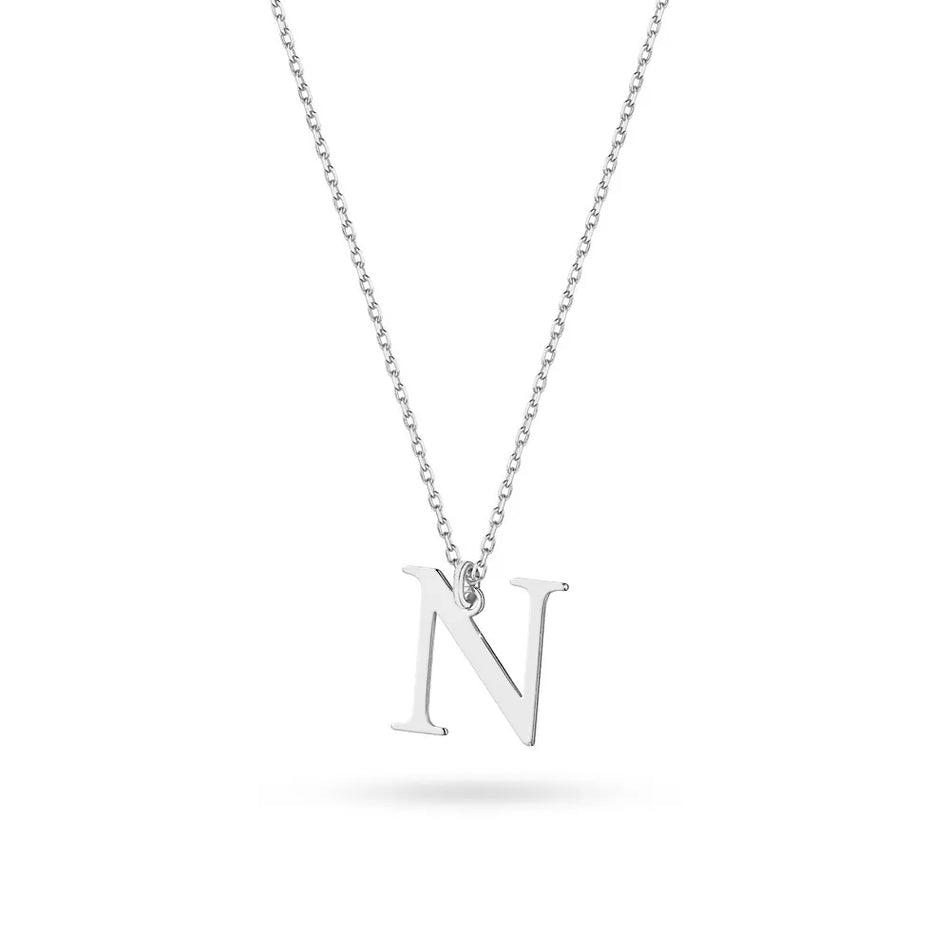 Silver Necklace Letter N