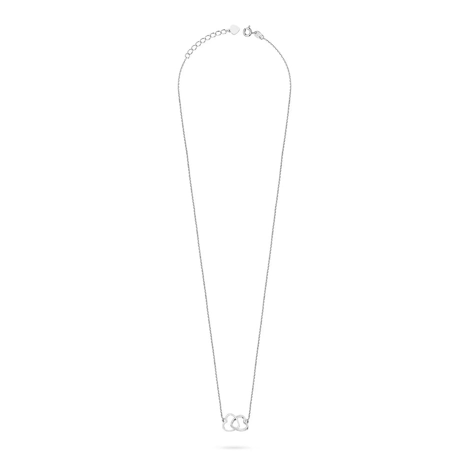 Strieborný náhrdelník a náramok set — dva prepletené srdcia