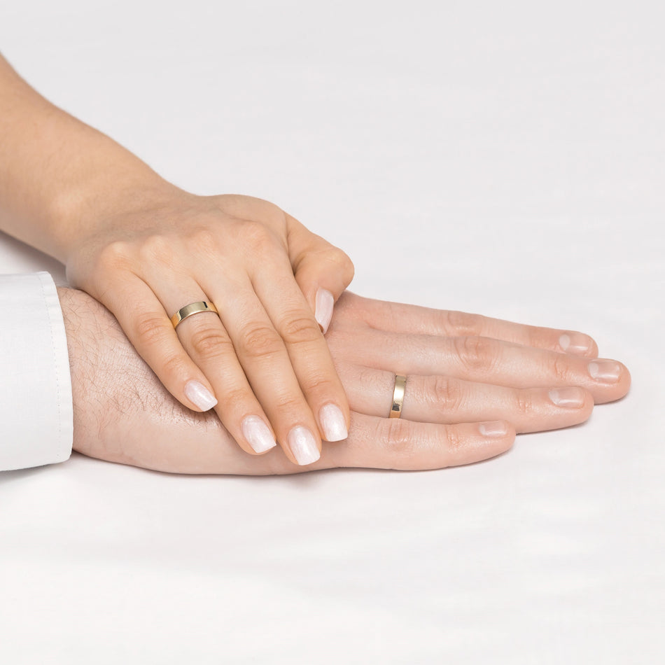 Classic Flat Gold Wedding Bands Rings 4mm