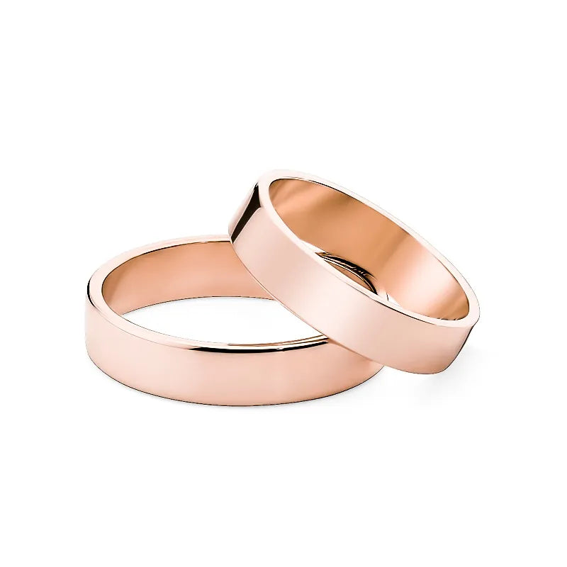 Classic Flat Gold Wedding Bands Rings 4mm