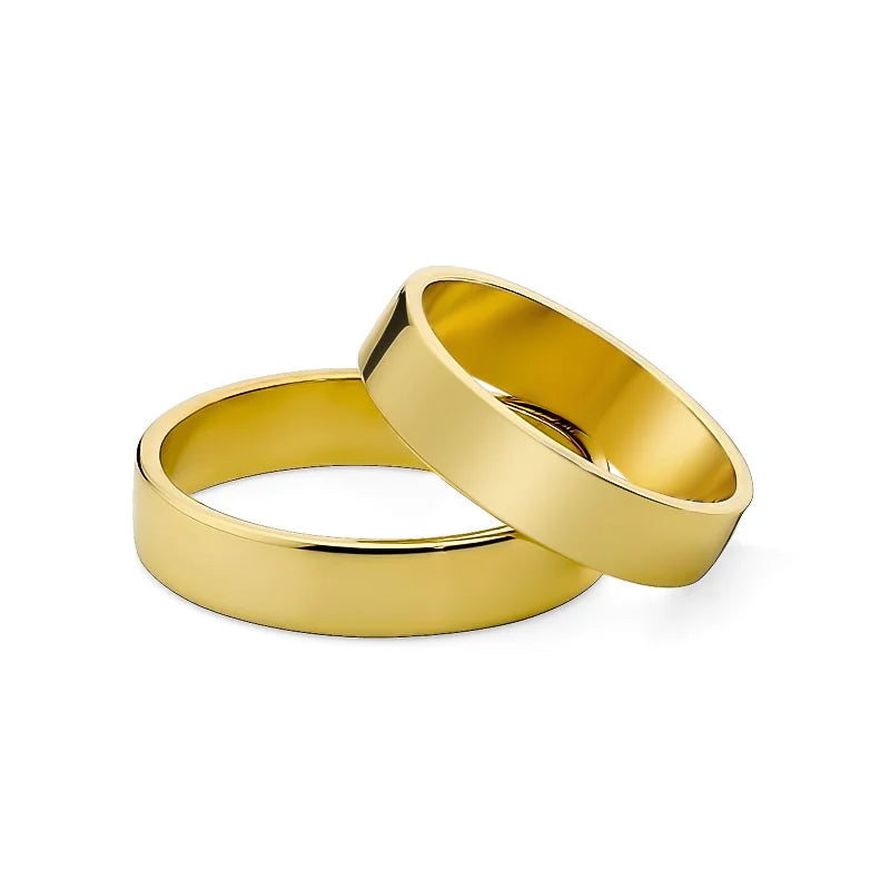 Classic Flat Gold Wedding Bands Rings 4mm