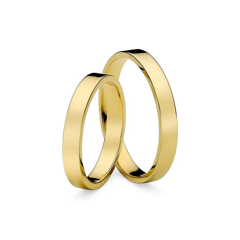 Classic Flat Gold Wedding Bands Rings 3mm