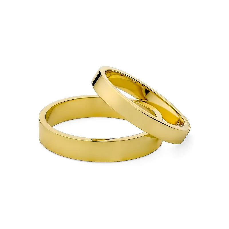 Classic Flat Gold Wedding Bands Rings 3 and 4mm