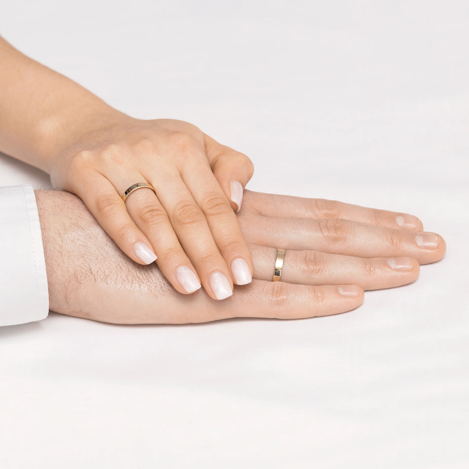 Classic Flat Gold Wedding Bands Rings 3 and 4mm