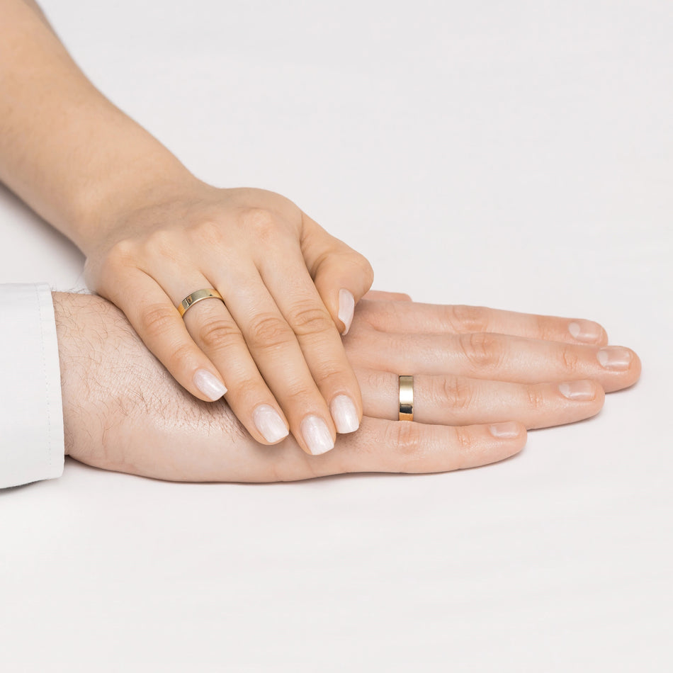 Classic Flat Gold Wedding Bands Rings 4 and 5mm