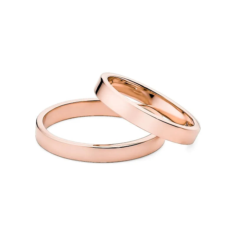 Classic Flat Gold Wedding Bands Rings 3mm