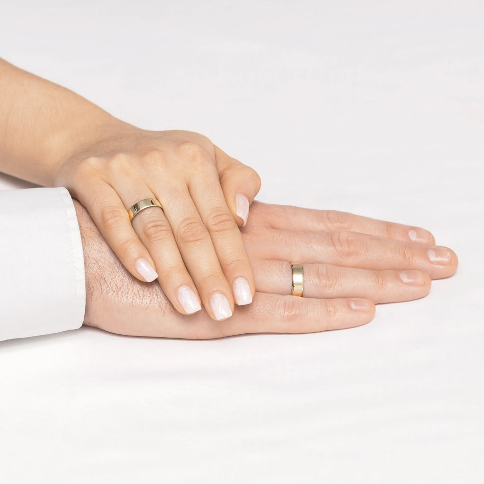 Classic Flat Beveled Gold Wedding Bands Rings 5 and 6mm