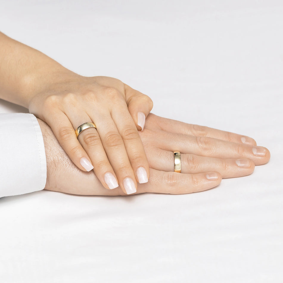 Klasické mierne zaoblené zlaté svadobné obrúčky prstene 6mm