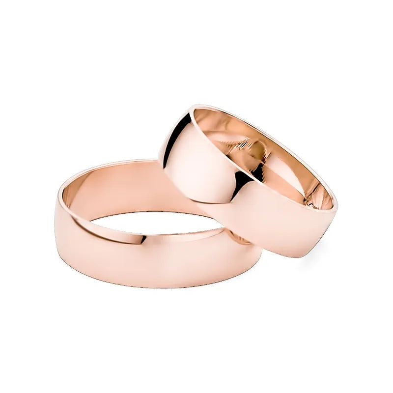 Klasické mierne zaoblené zlaté svadobné obrúčky prstene 6mm