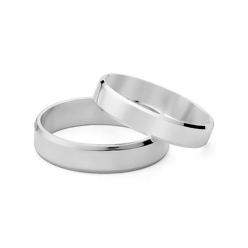 Classic Flat Beveled Gold Wedding Bands Rings 4 and 5mm