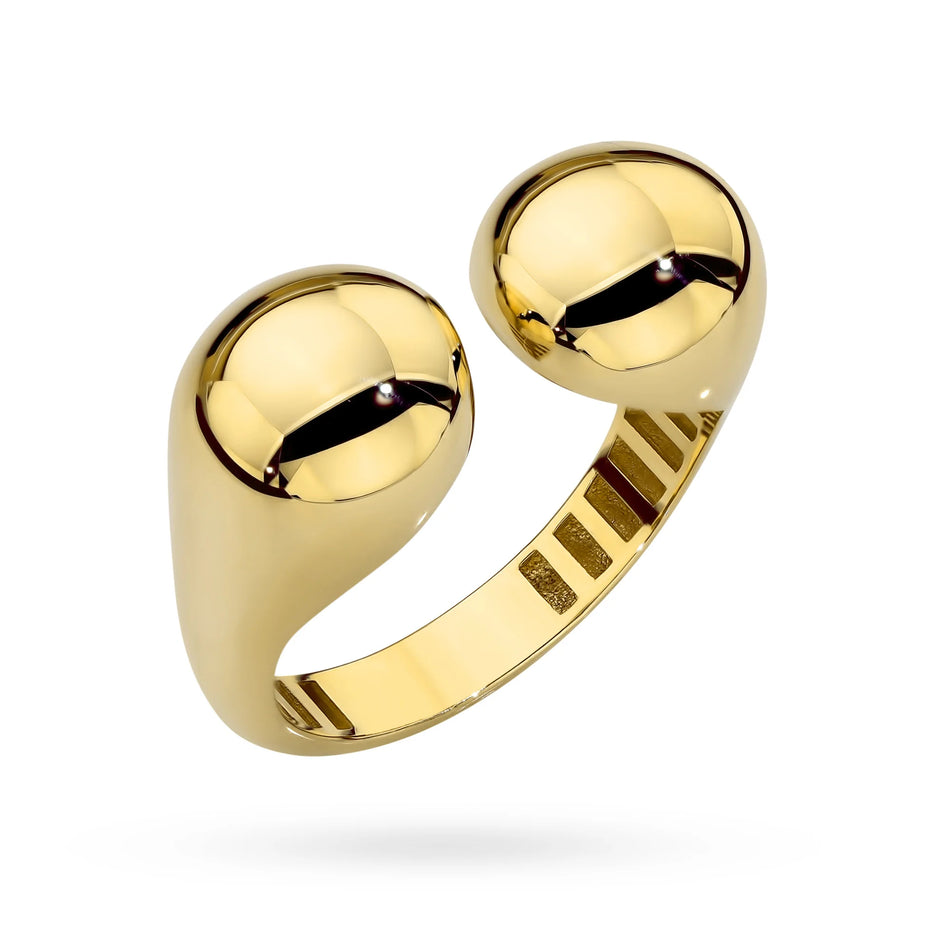 Hladký zlatý prsteň s korálkami