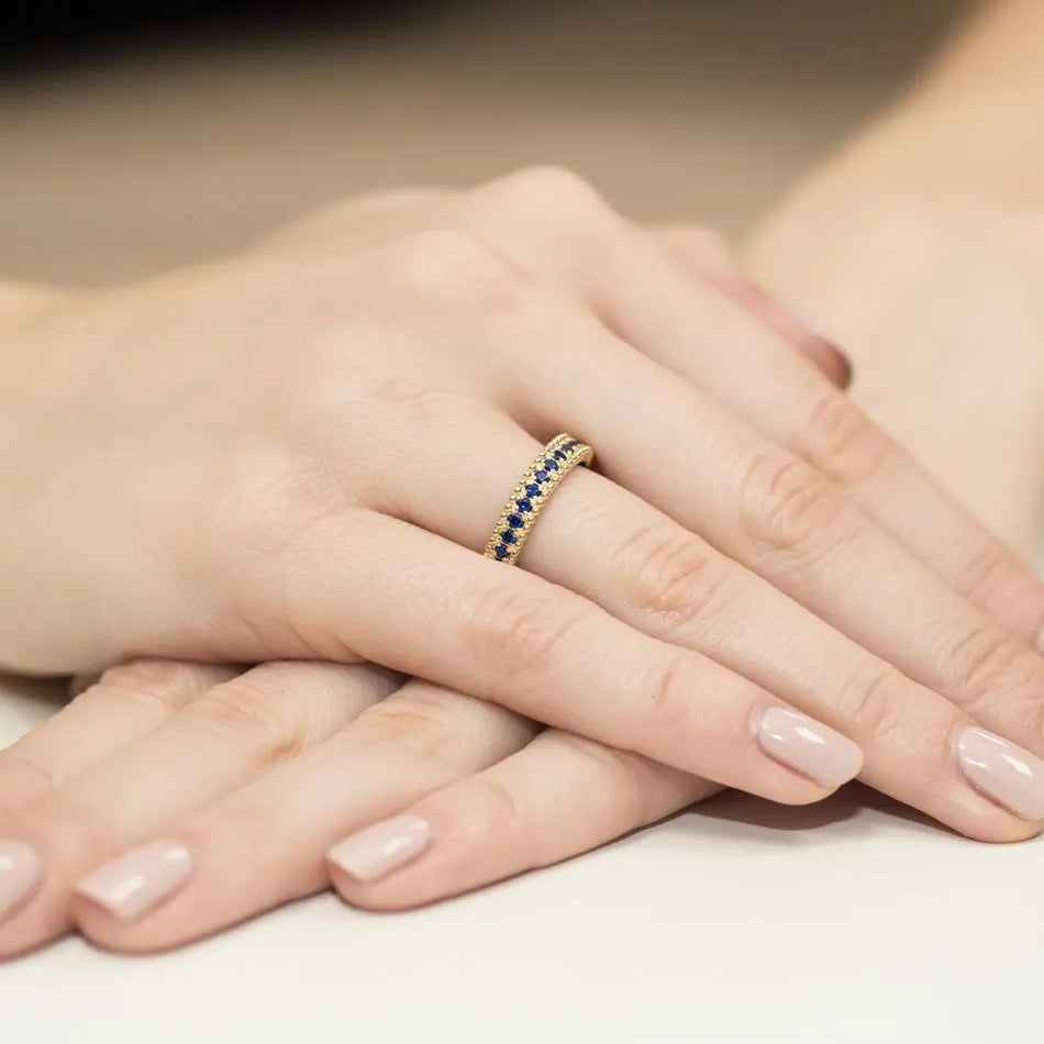 Zlatá sada prsteňov s 15 0,03 ct zafírmi