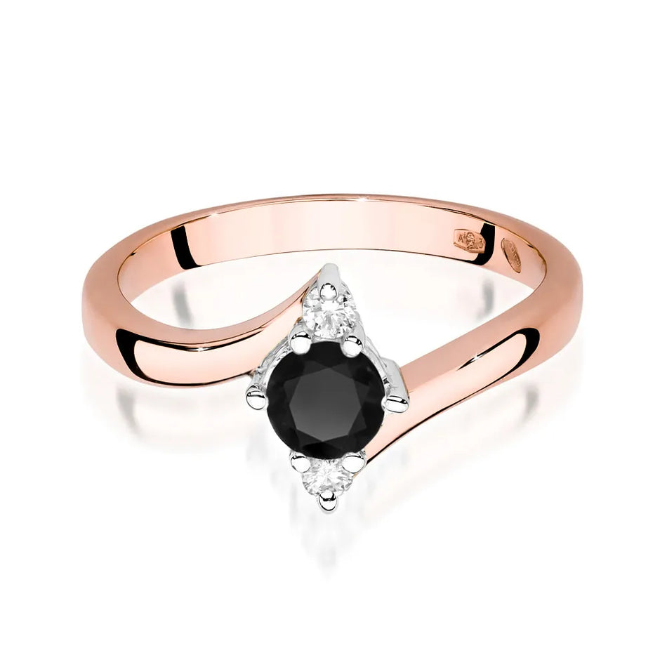 Gold Ring with 0.50ct Black diamond and Diamonds
