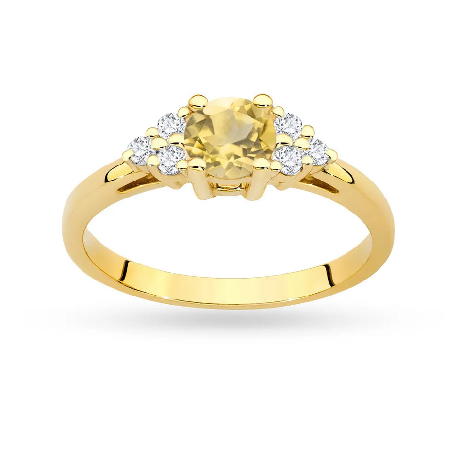 Gold Ring with 0,50ct Citrin and 6 Diamonds