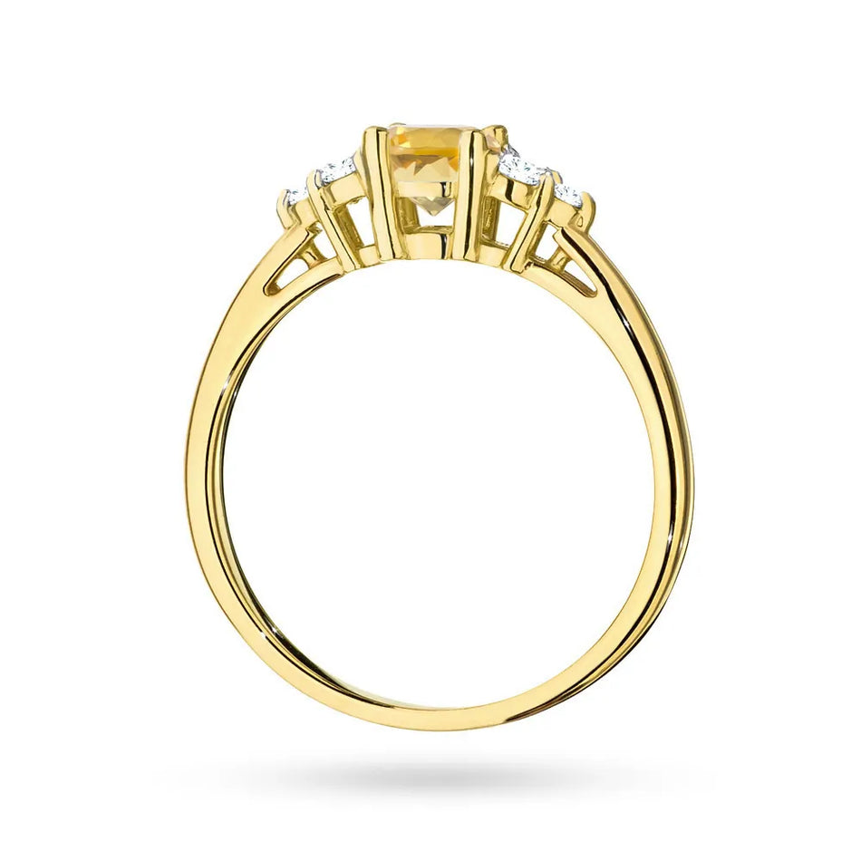 Gold Ring with 0,50ct Citrin and 6 Diamonds