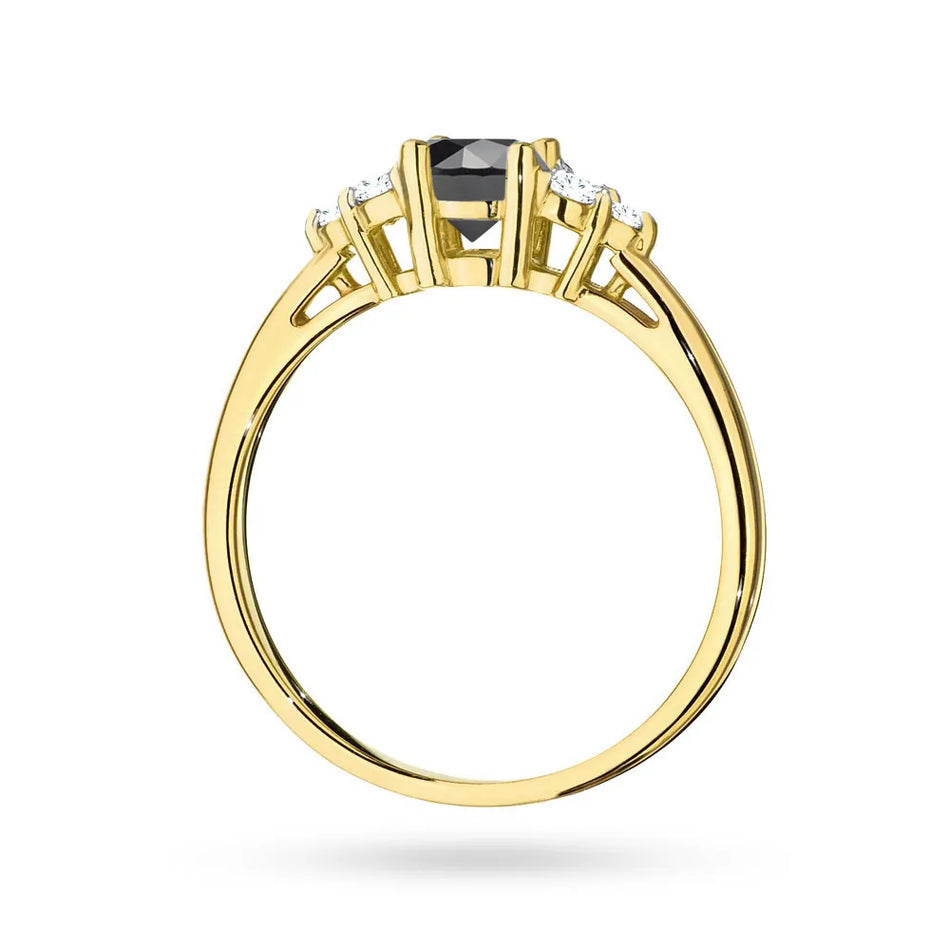 Gold Ring with 0,50ct Black Diamond and 6 Diamonds