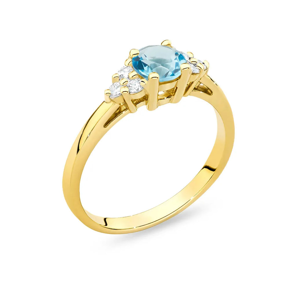 Gold Ring with 0,50ct Topaz and 6 Diamonds