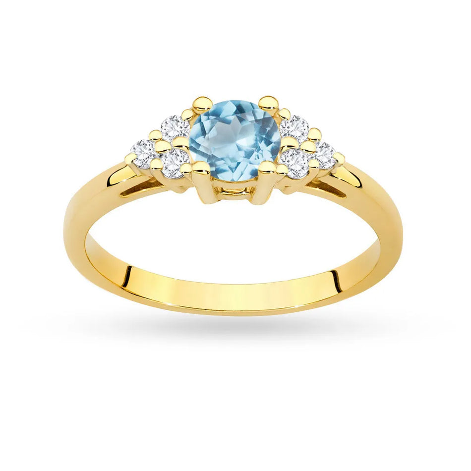Gold Ring with 0,50ct Topaz and 6 Diamonds