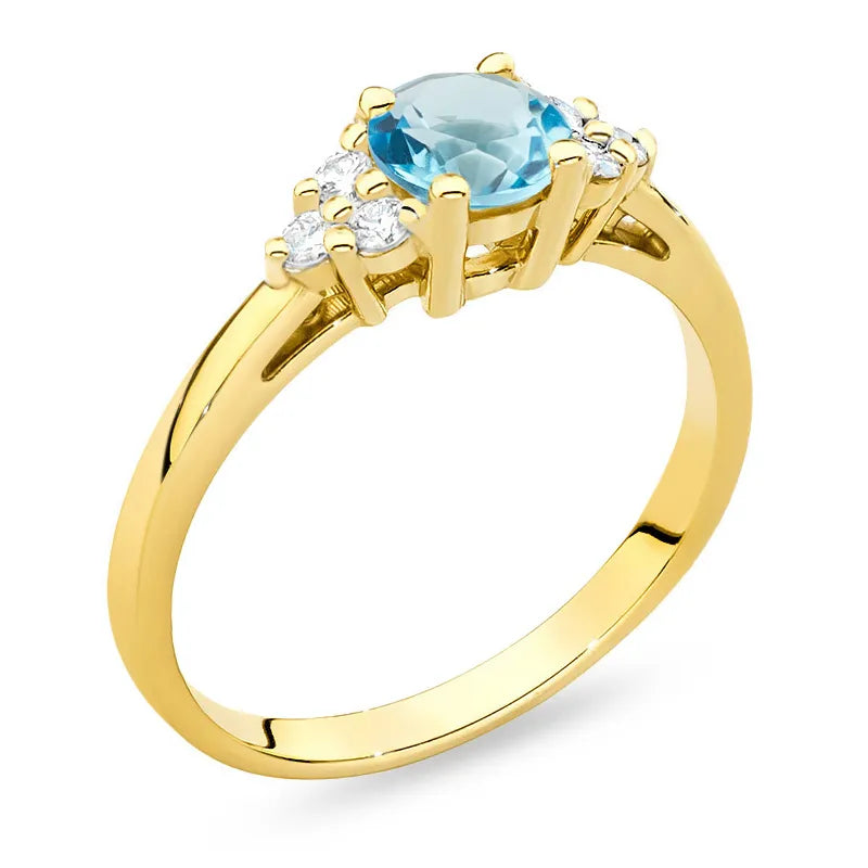 Gold Ring with 0,50ct Topaz and 6 Diamonds