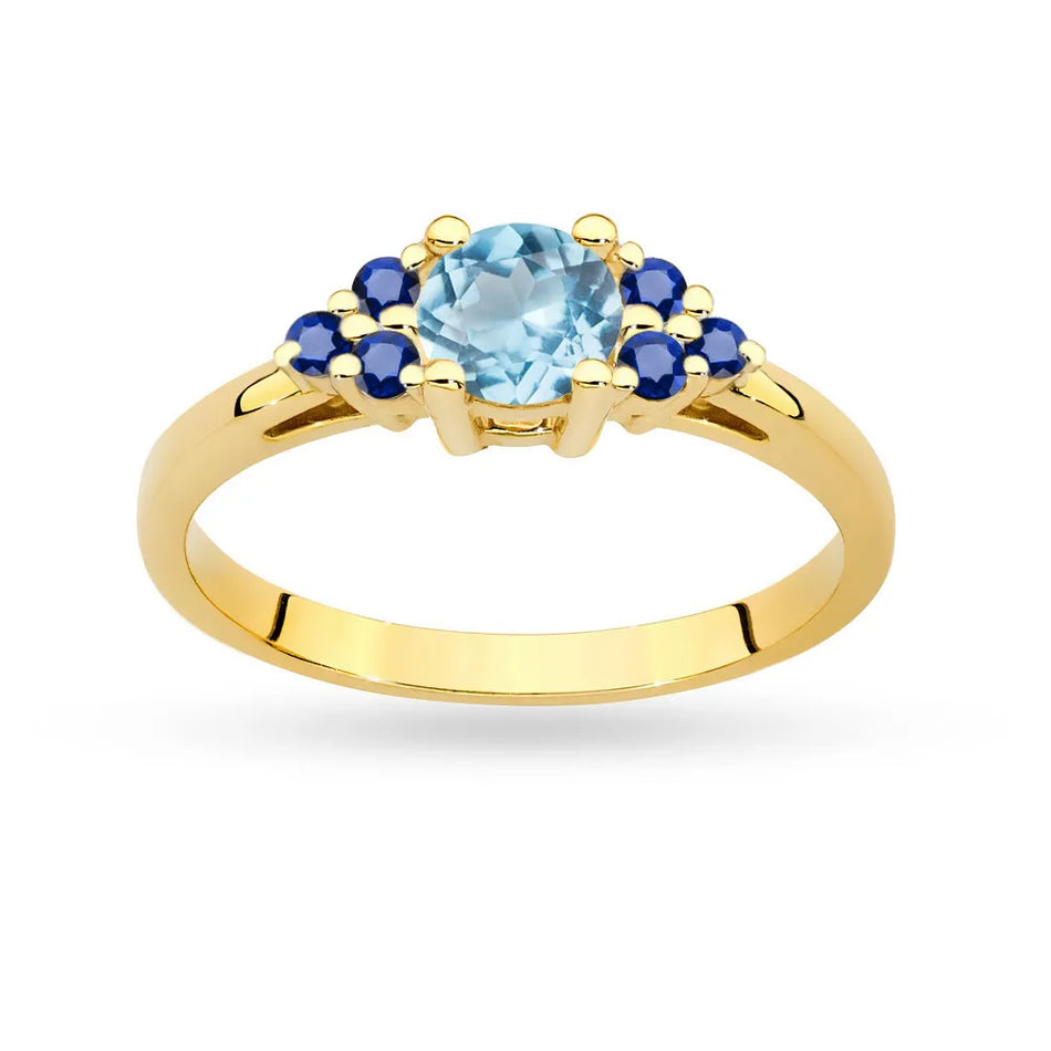 Gold Ring with 0,50ct Topaz and 6 Sapphires