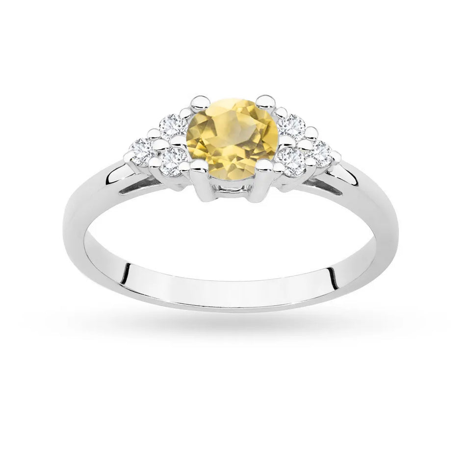 Gold Ring with 0,50ct Citrin and 6 Diamonds