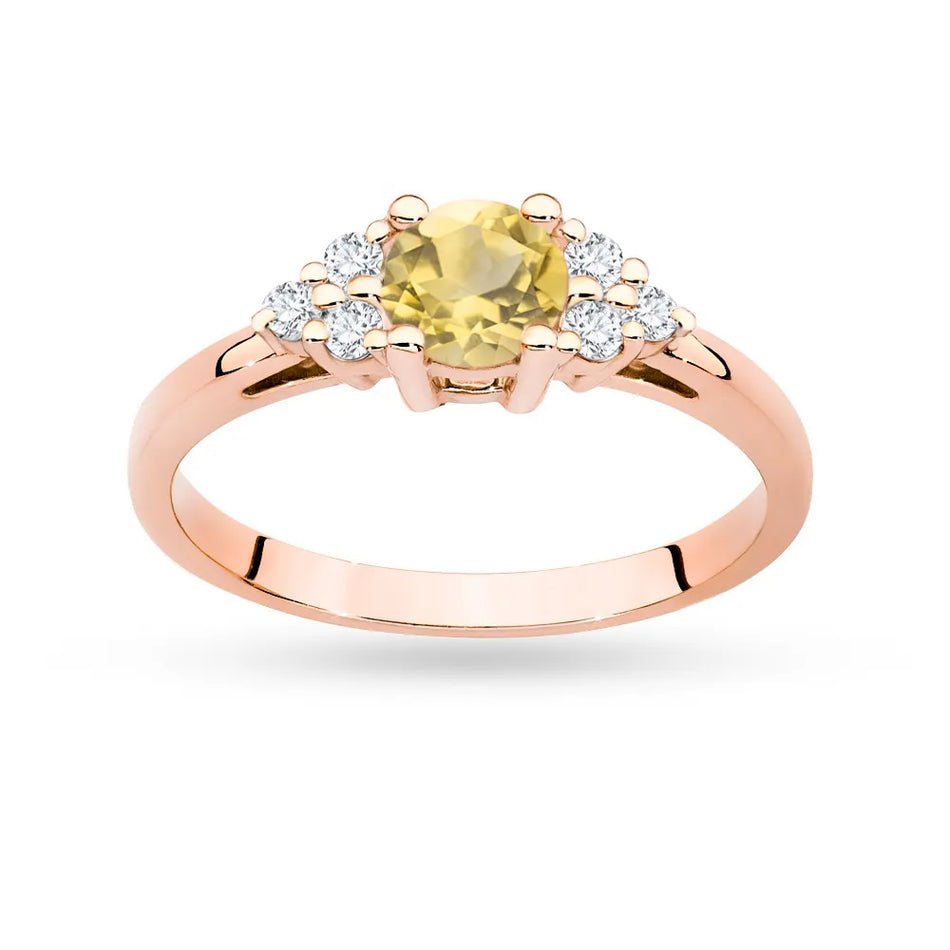 Gold Ring with 0,50ct Citrin and 6 Diamonds