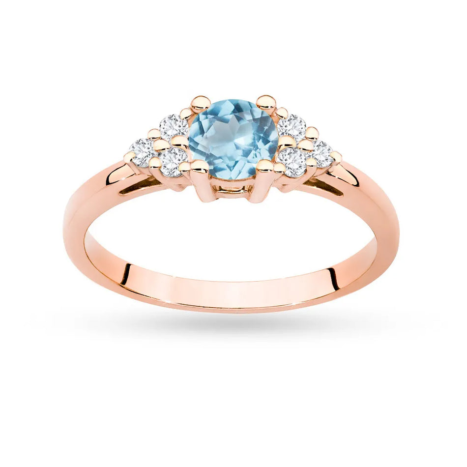 Gold Ring with 0,50ct Topaz and 6 Diamonds