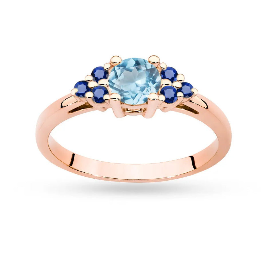 Gold Ring with 0,50ct Topaz and 6 Sapphires