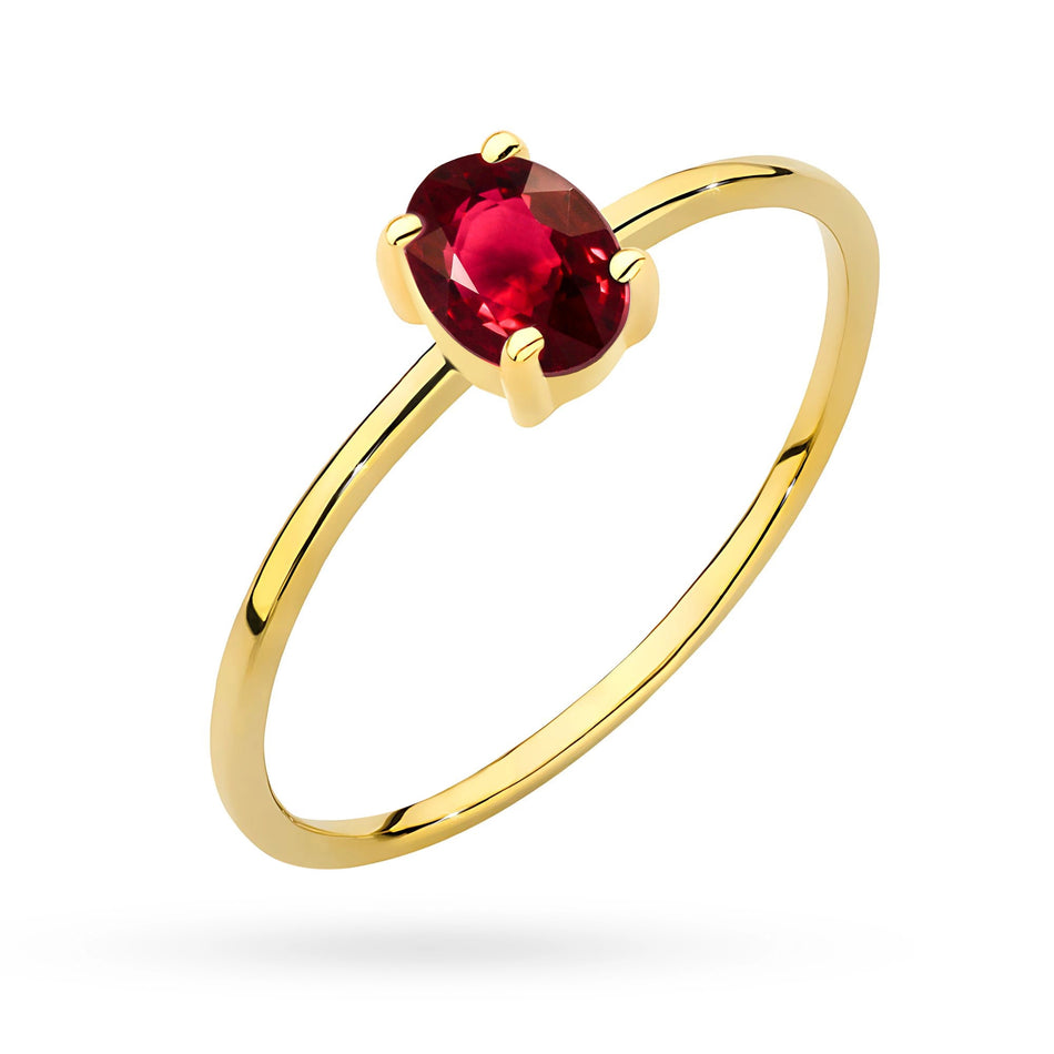 Gold Ring with Red Zirconia
