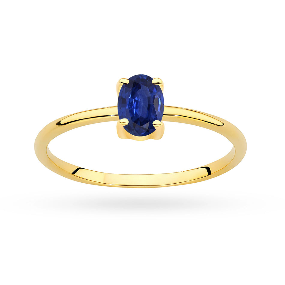 Gold Ring with Dark Blue Zirconia