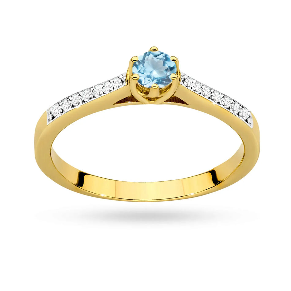 Gold Ring with 0.25ct Topaz and 0.092ct Diamonds