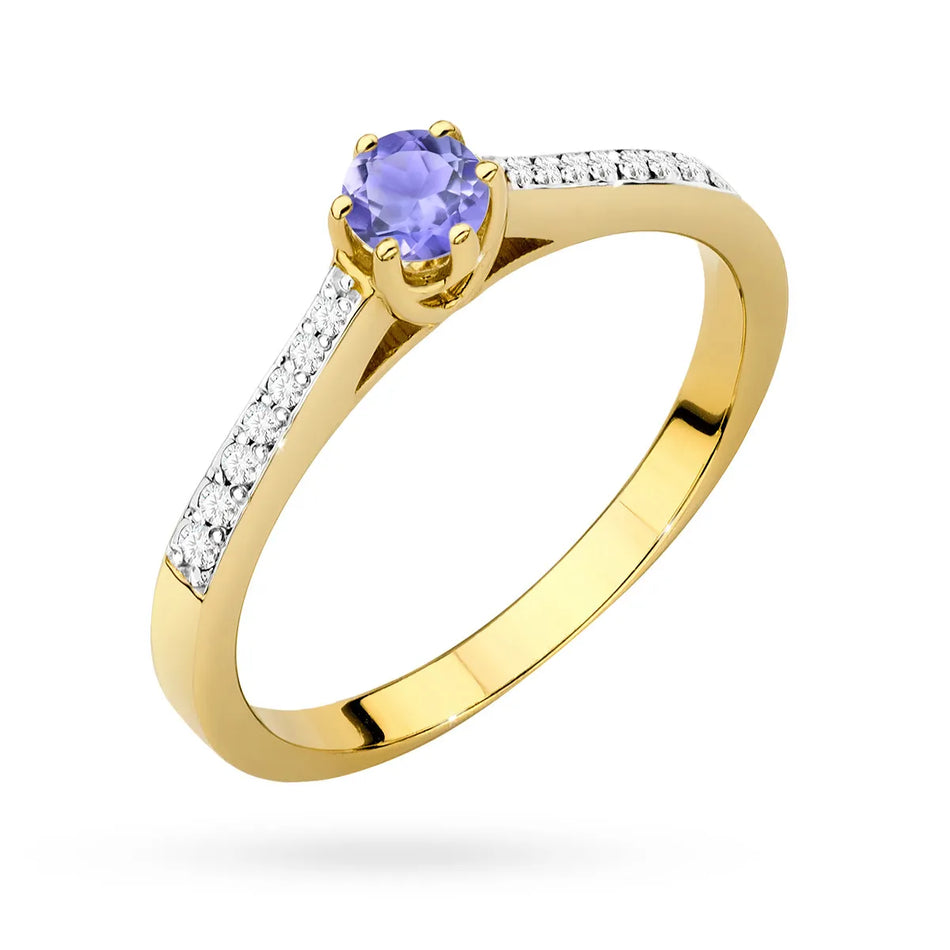 Gold Ring with 0.35ct Tansanit and 0.092ct Diamonds