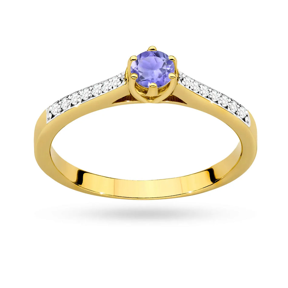 Gold Ring with 0.35ct Tansanit and 0.092ct Diamonds