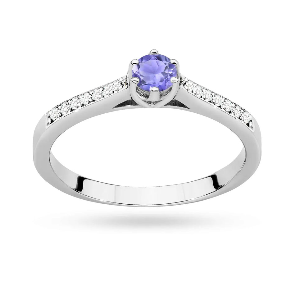 Zlatý prsteň s 0,35 ct tanzanitom a 0,092 ct diamantmi