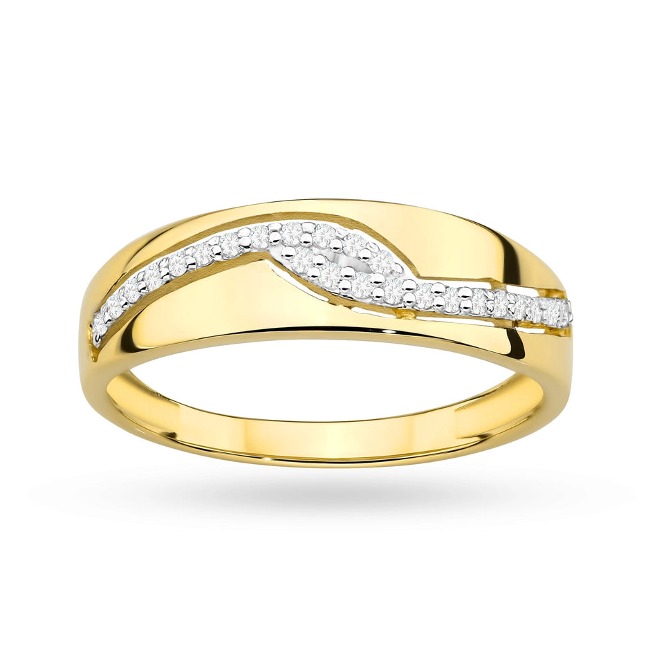 Gold Ring with Zirconia Waves