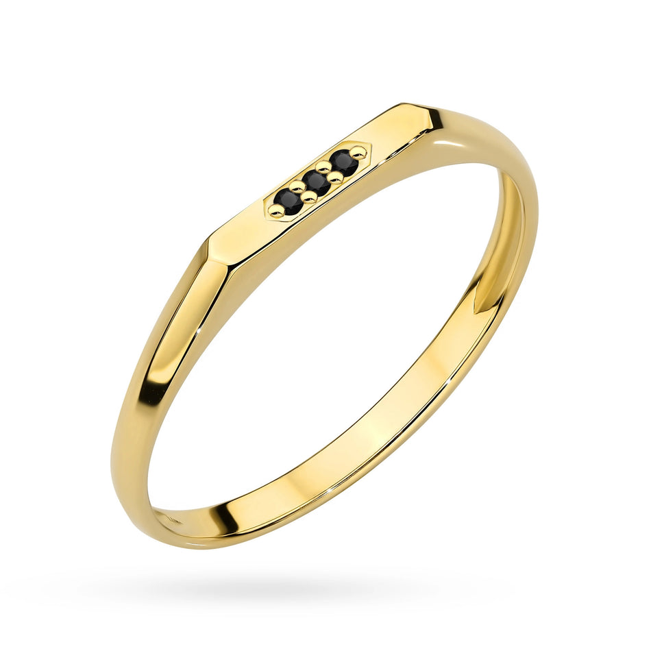 Gold Ring with Black Zirconia