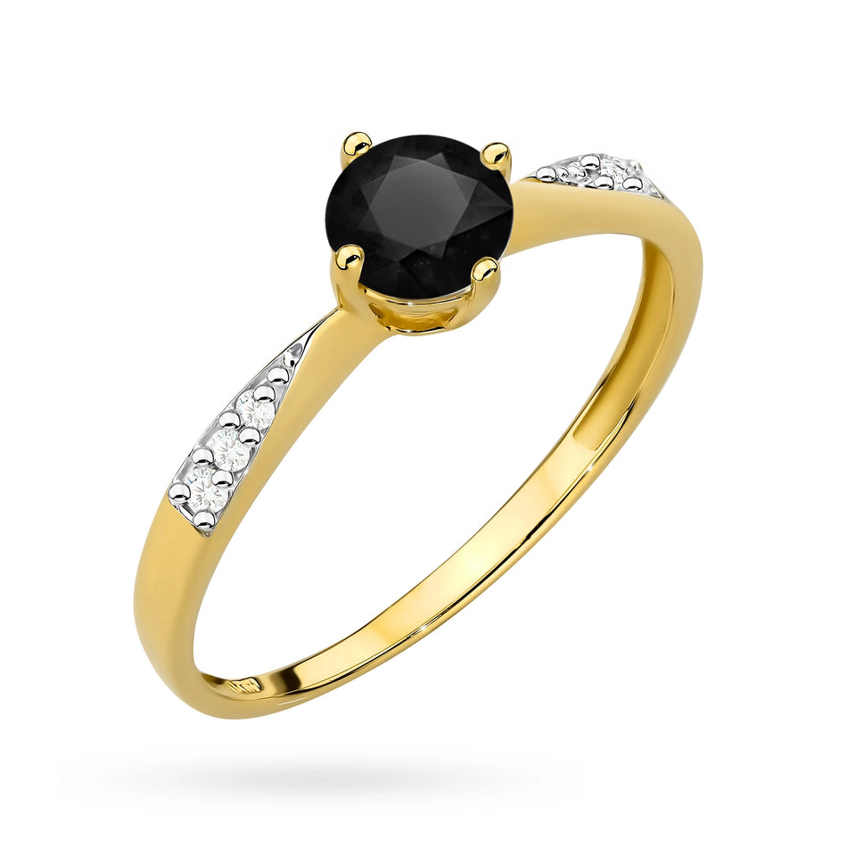 Gold Ring with Black Zirconia