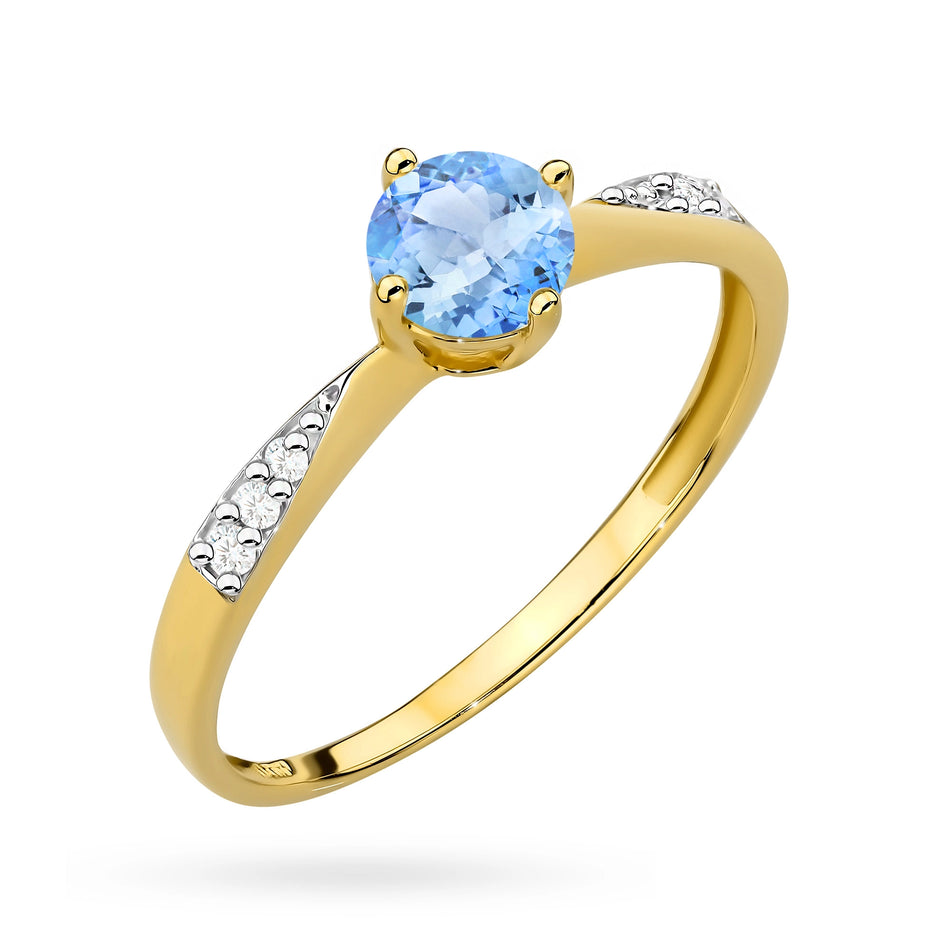 Gold Ring with Blue Zirconia