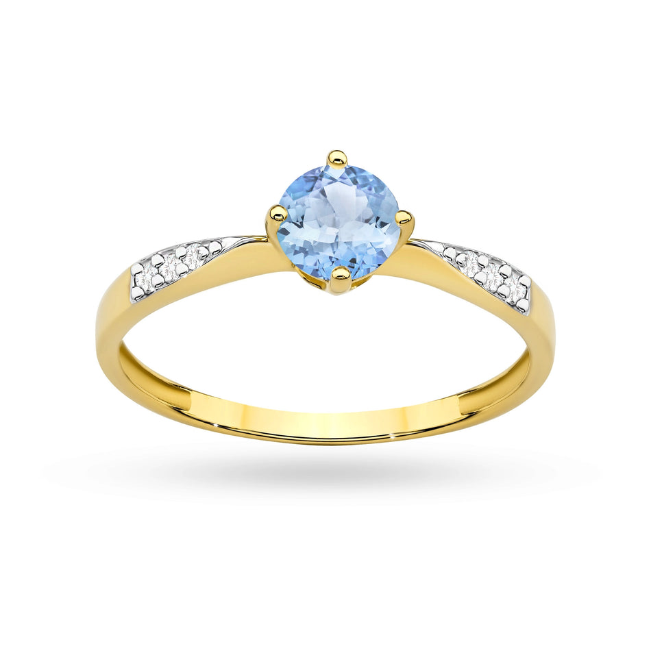 Gold Ring with Blue Zirconia