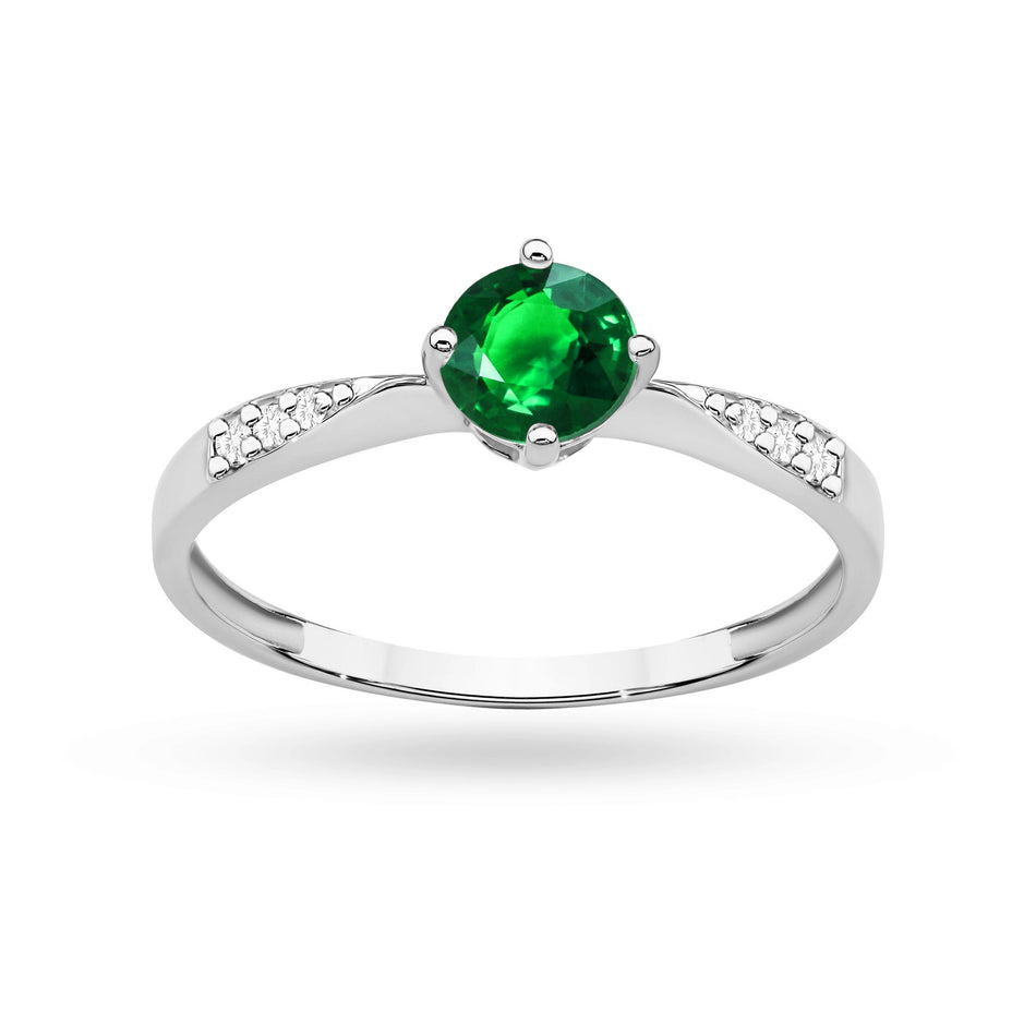 Gold Ring with 0.50ct Emerald and 0.068ct Diamonds