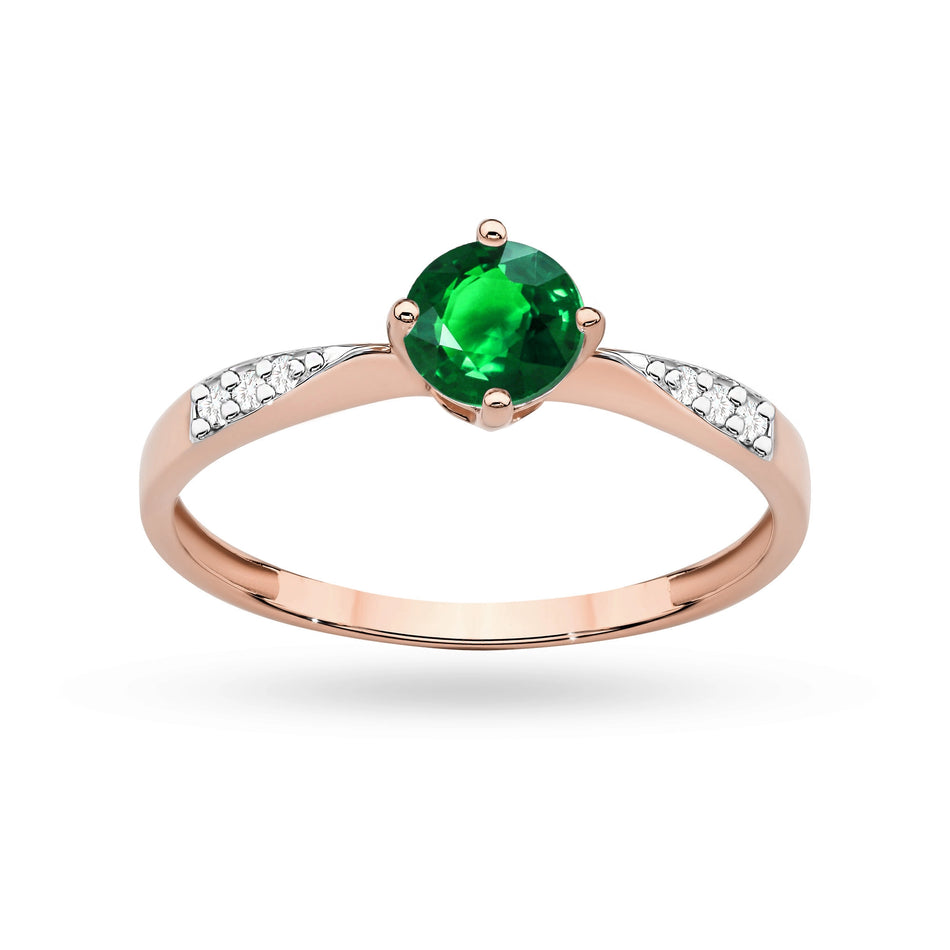 Gold Ring with 0.50ct Emerald and 0.068ct Diamonds