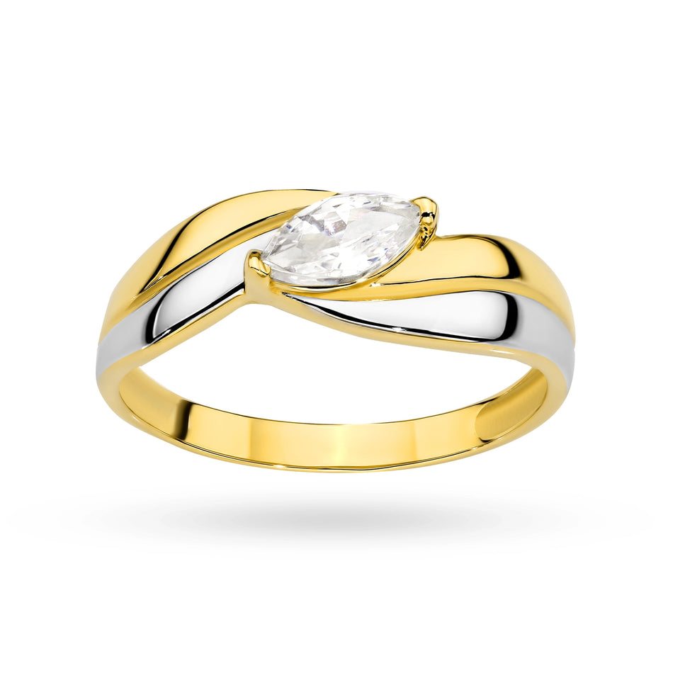 Gold Ring with Zirconia Waves
