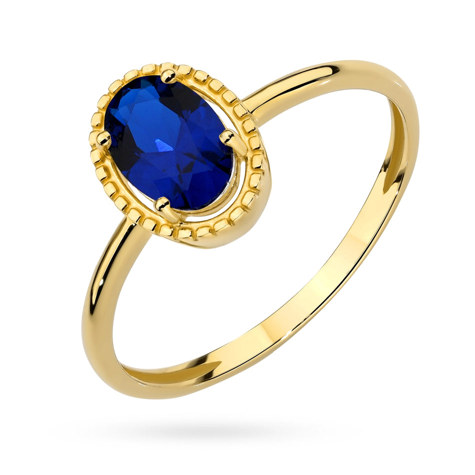 Gold Ring with Blue Zirconia