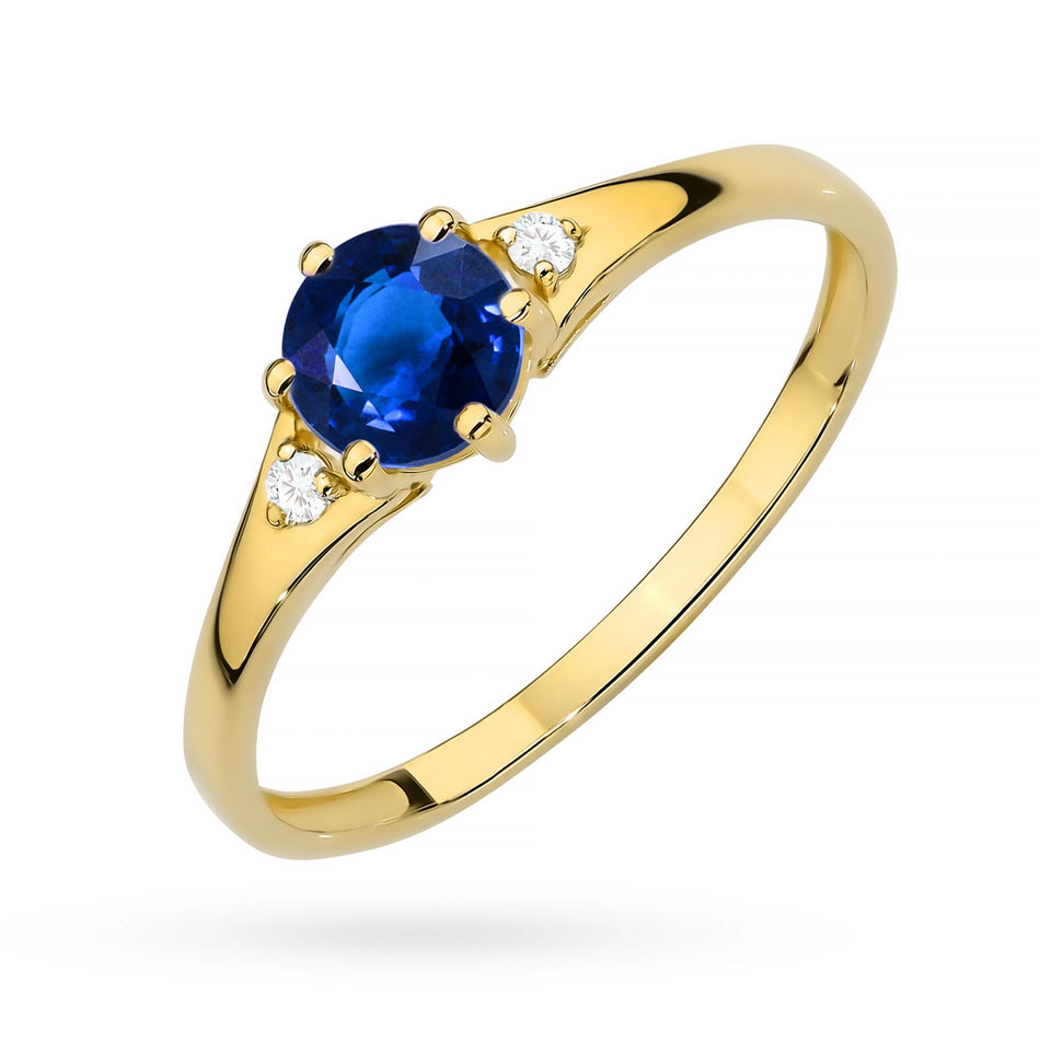 Gold Ring with Dark Blue Zirconia