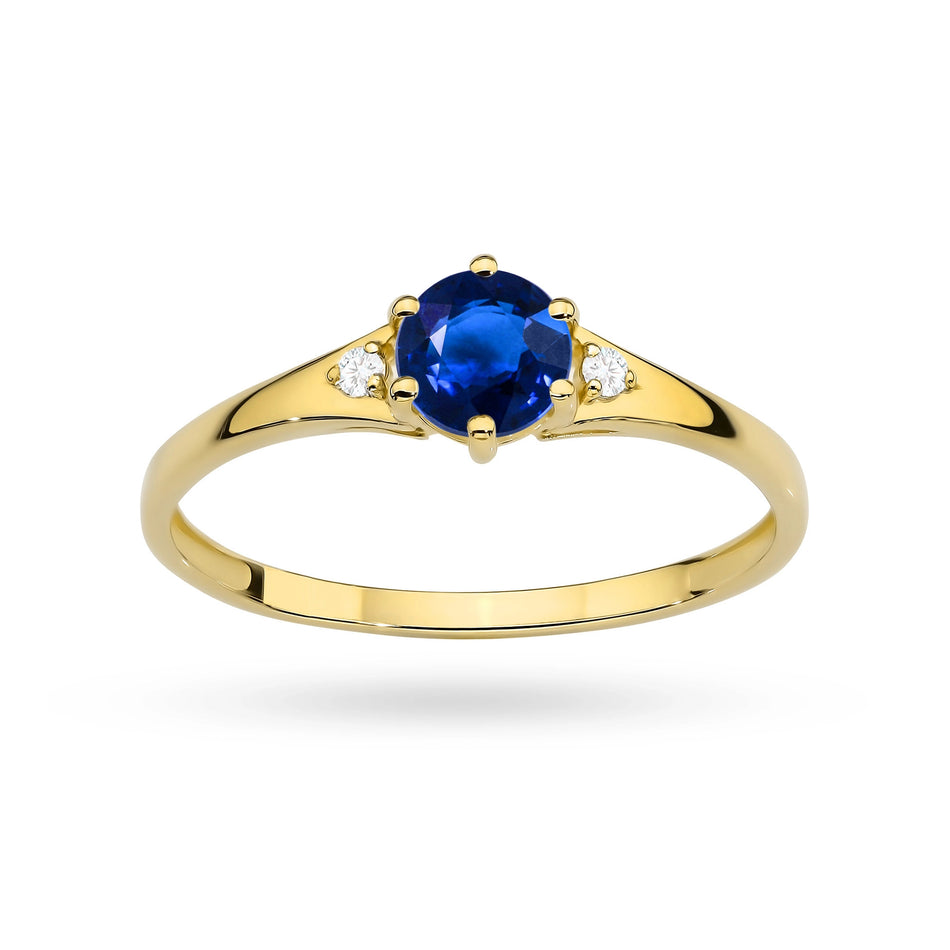 Gold Ring with Dark Blue Zirconia